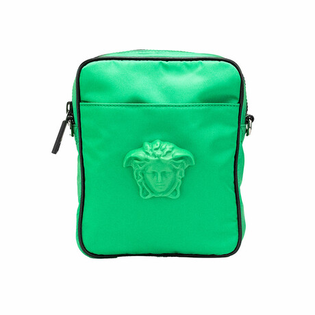 Small Nylon Fabric Matte Medusa Crossbody Bag Handbag // Green