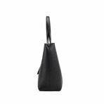 Jeans Couture Grained Faux Leather Logo Lock Tote Shoulder Handbag // Black