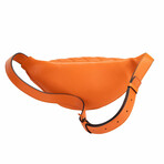 Small Quilted Lamb Leather Belt Bag Waist Fanny Pack Purse // Orange