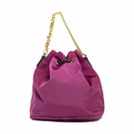 Small Dahlia Nylon Medusa Pendant Bucket Chain Crossbody Bag Purse // Burgundy