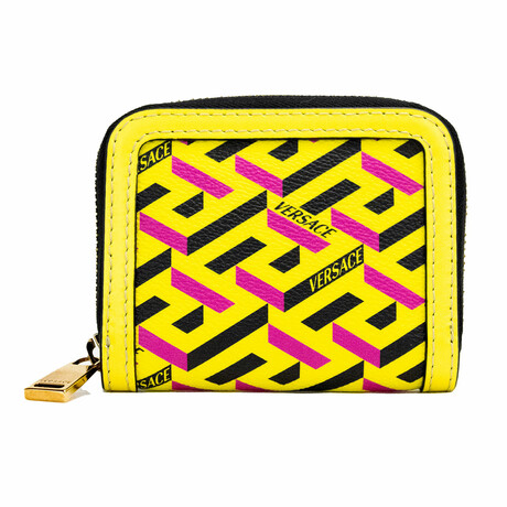 La Greca Signature Coated Canvas Zip Around Coin Pouch Wallet // Yellow