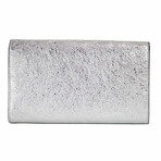 Small Lamb Leather Evening Clutch Crossbody Wallet Bag // Silver