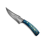 Damascus Hunting & Utility Knife // Blue // 214