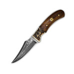 Damascus Hunting & Utility Knife // Stag And Walnut // 340