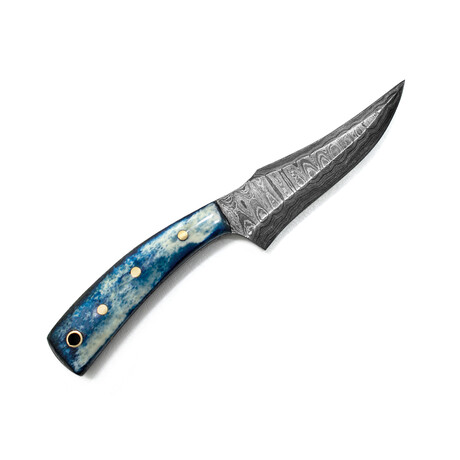 Damascus Hunting & Utility Knife // Blue // 214
