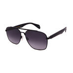 Rag & Bone // Unisex Aviator Sunglasses // Matte Black + Gray Translucent