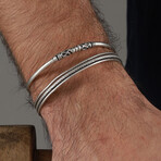 Hand Made Double Bracelet Set // Silvertone