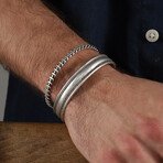 Hand Made Double Cuff Set // Silvertone