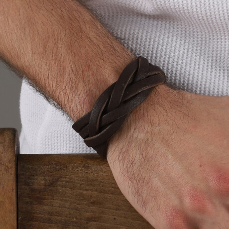 Woven Leather Bracelet // Black