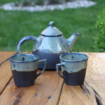 Moon Teapot Cup Set // Green + Blue