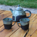 Moon Teapot Cup Set // Green + Blue