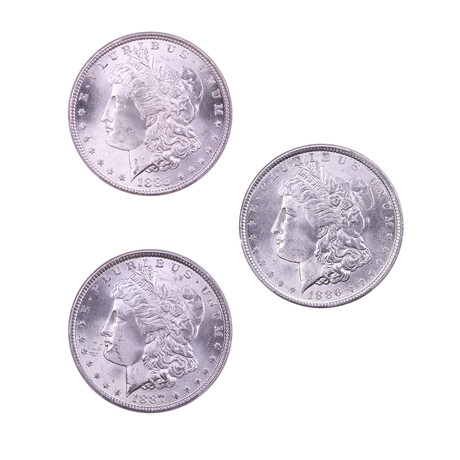 1885-1887 Morgan Silver Dollar // 3 Coin Set // PCGS Certified MS65