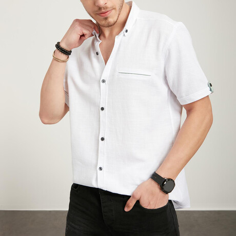 Short Sleeve Pocket Button-Up // White (S)