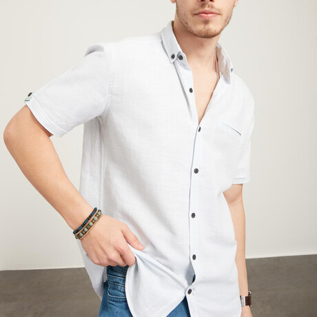 Short Sleeve Pocket Button-Up // Blue (S)