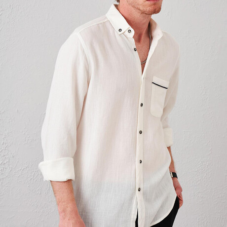 Single Pocket Button-Up // Ecru (S)