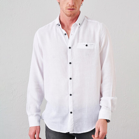 Long Sleeve Pocket Button-Up // White (S)