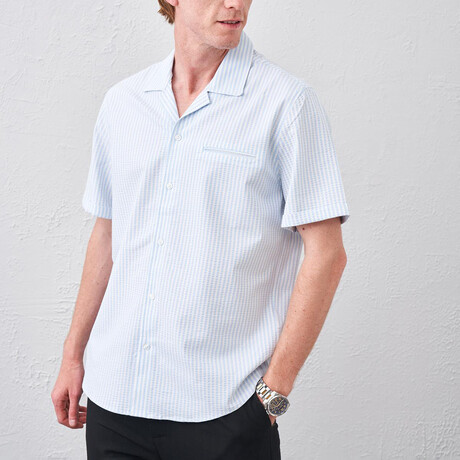 Striped Button-Up // Blue (S)