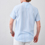 Short Sleeve Striped Button-Up // Blue (S)