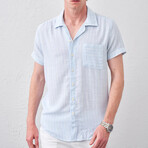 Short Sleeve Stripled Button-Up // Blue (S)
