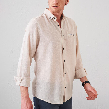 Long Sleeve Button-Up // Stone (S)
