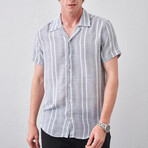 Short Sleeve Striped Button-Up // Gray (S)