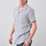 Short Sleeve Stripled Button-Up // Black (S)