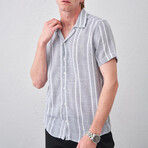 Short Sleeve Striped Button-Up // Gray (S)