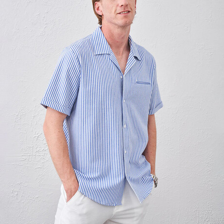 Striped Button-Up // Sax (S)