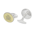 Dunhill Cadogan Silver + White Rhodium Plate + Enamel Cufflinks // Store Display