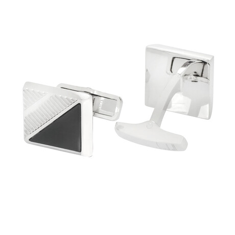 Dunhill Helix Silver + Black Sterling Silver + Onyx Cufflinks // Store Display