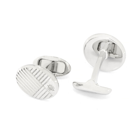 Dunhill AD Diagonal Sterling Silver Cufflinks // Store Display