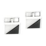 Dunhill Helix Silver + Black Sterling Silver + Onyx Cufflinks // Store Display