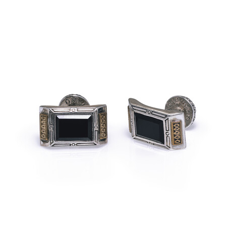 Konstantino Phidias Sterling Silver Bronze + Onyx Cufflinks // Store Display