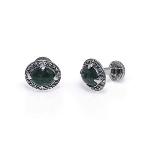 Konstantino Heonos Sterling Silver + Green Aventurine Cufflinks // Store Display