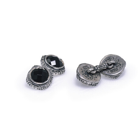 Konstantino Aeolus Sterling Silver + Onyx Cufflinks // Store Display