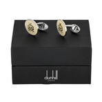 Dunhill Cadogan Silver + White Rhodium Plate + Enamel Cufflinks // Store Display