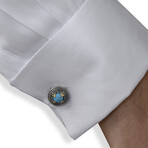 Konstantino Heonos Sterling Silver + 18K Yellow Gold + Turquoise Cufflinks // Store Display