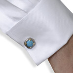 Konstantino Heonos Sterling Silver + 18K Yellow Gold + Turquoise Cufflinks I // Store Display