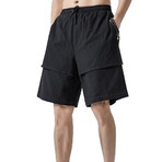 Wide Leg Linen Shorts // Black (2XL)