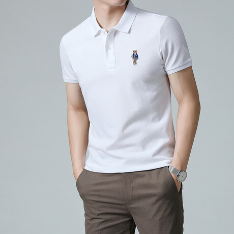 Bear Logo Polo // White (XS)