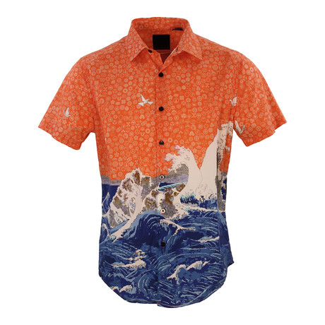 George Waves Short Sleeve Button Up // Coral (S)