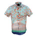 George Blossom + Mountain Short Sleeve Button Up // Aqua (S)