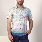 George Blossom + Mountain Short Sleeve Button Up // Aqua (S)