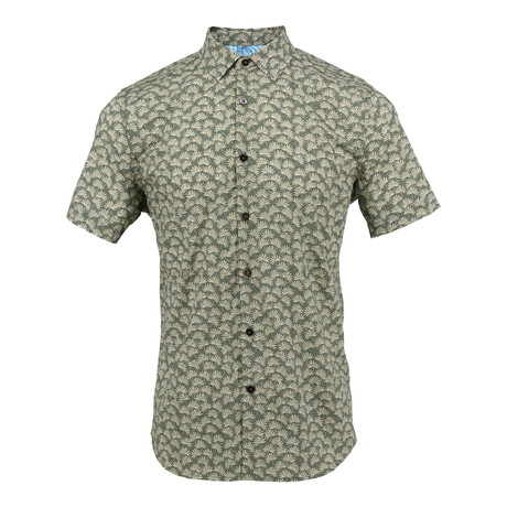 Scott Leaves Short Sleeve Button Up // Olive (S)