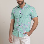 George Random Koi Short Sleeve Button Up // Jade (XS)