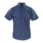 Tim Star Geo Short Sleeve Button Up // Indigo (XS)