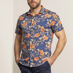 Scott Oriental Hibiscus Short Sleeve Button Up // Navy (XS)