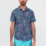 Scott Coral Shadow Short Sleeve Button Up // Purple (S)