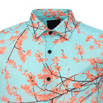 George Blossom + Mountain Short Sleeve Button Up // Aqua (S)