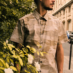 Scott Crane Camo Short Sleeve Button Up // Tan (XL)